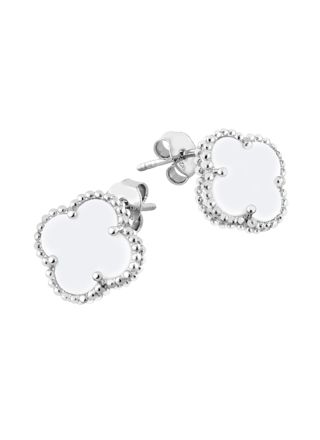 Lykka Symbols four-leaf-clover mother-of-pearl silver-earrings