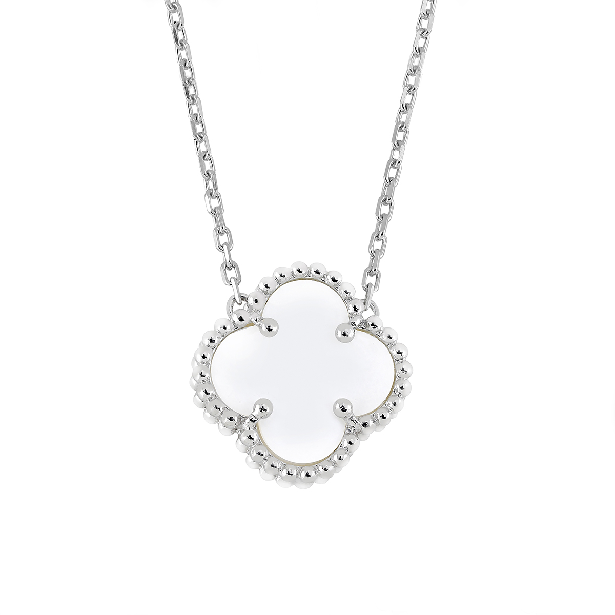 Lykka Symbols four-leaf-clover mother-of-pearl silver-necklace 42+3cm 