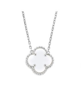 Lykken Symbols four-leaf-clover mother-of-pearl silver-necklace 42+3cm