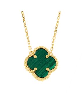 Lykken Symbols four-leaf-clover gold-plated green silver-necklace 42+3cm