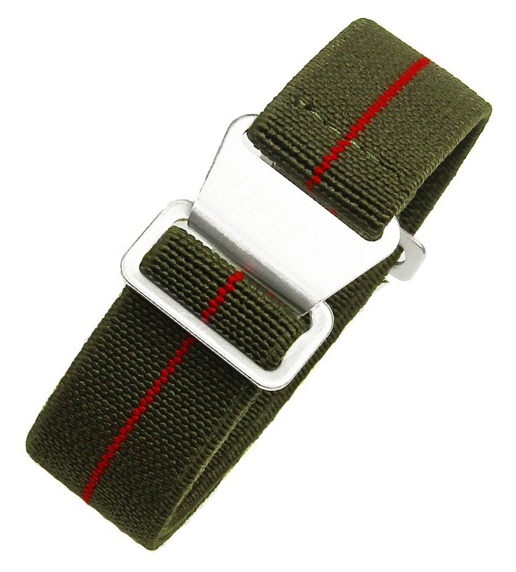 Tiera elastic NATO watch strap green-red