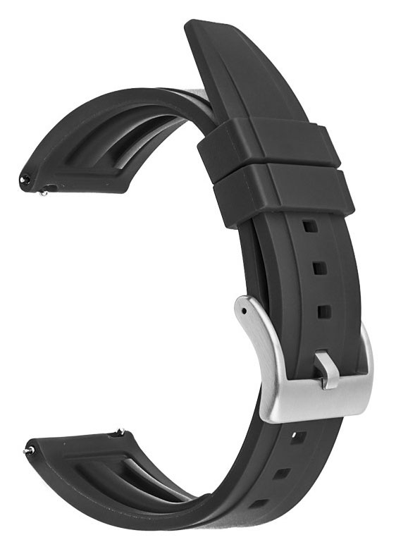 Tiera black silicone rubber watch strap