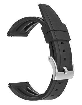 Tiera black silicone rubber watch strap