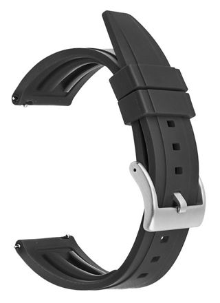 Tiera black silicone rubber watch strap