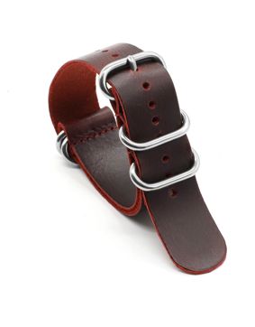 Tiera leather NATO watch strap brownish red