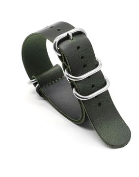Tiera leather NATO watch strap green