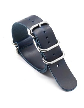 Tiera leather NATO watch strap blue