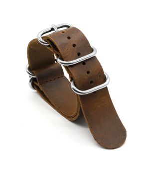 Tiera leather NATO watch strap coffee brown