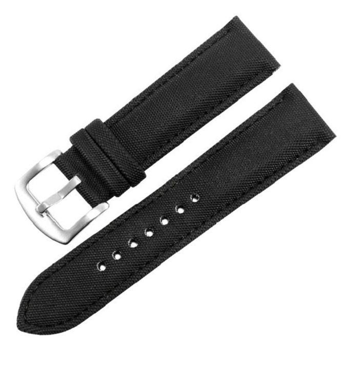 Tiera leather enforced nylon watch strap black