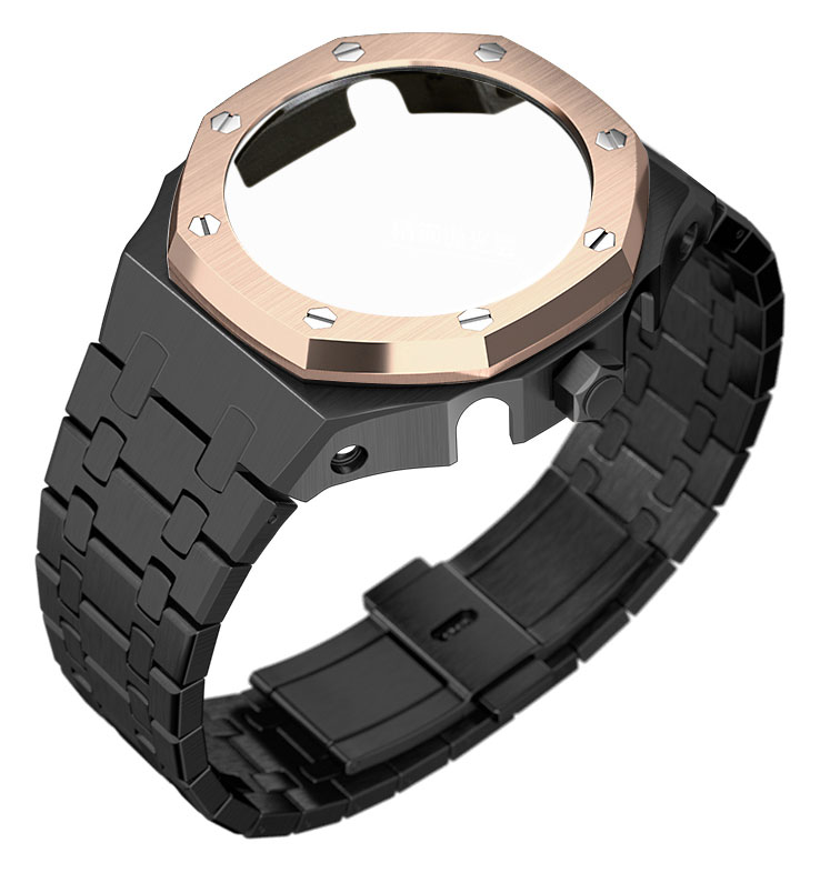 Tiera Casio GA-2100 custom mod kit black rose gold