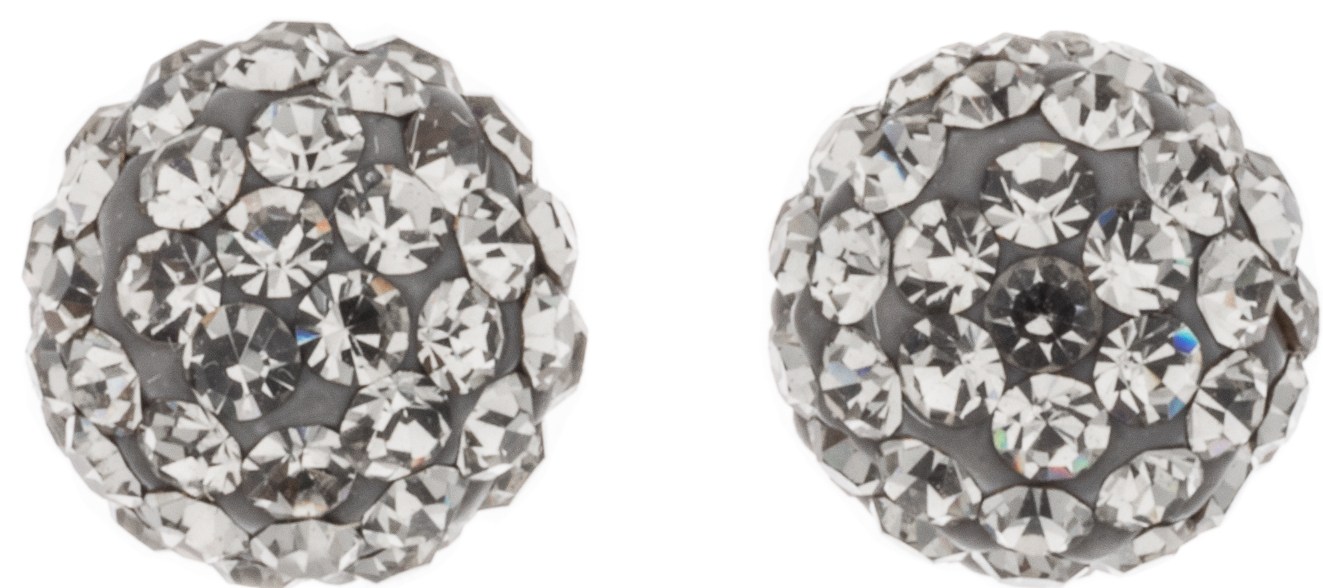 Silver Bar ball earrings pave blue diamond 6 mm 6322