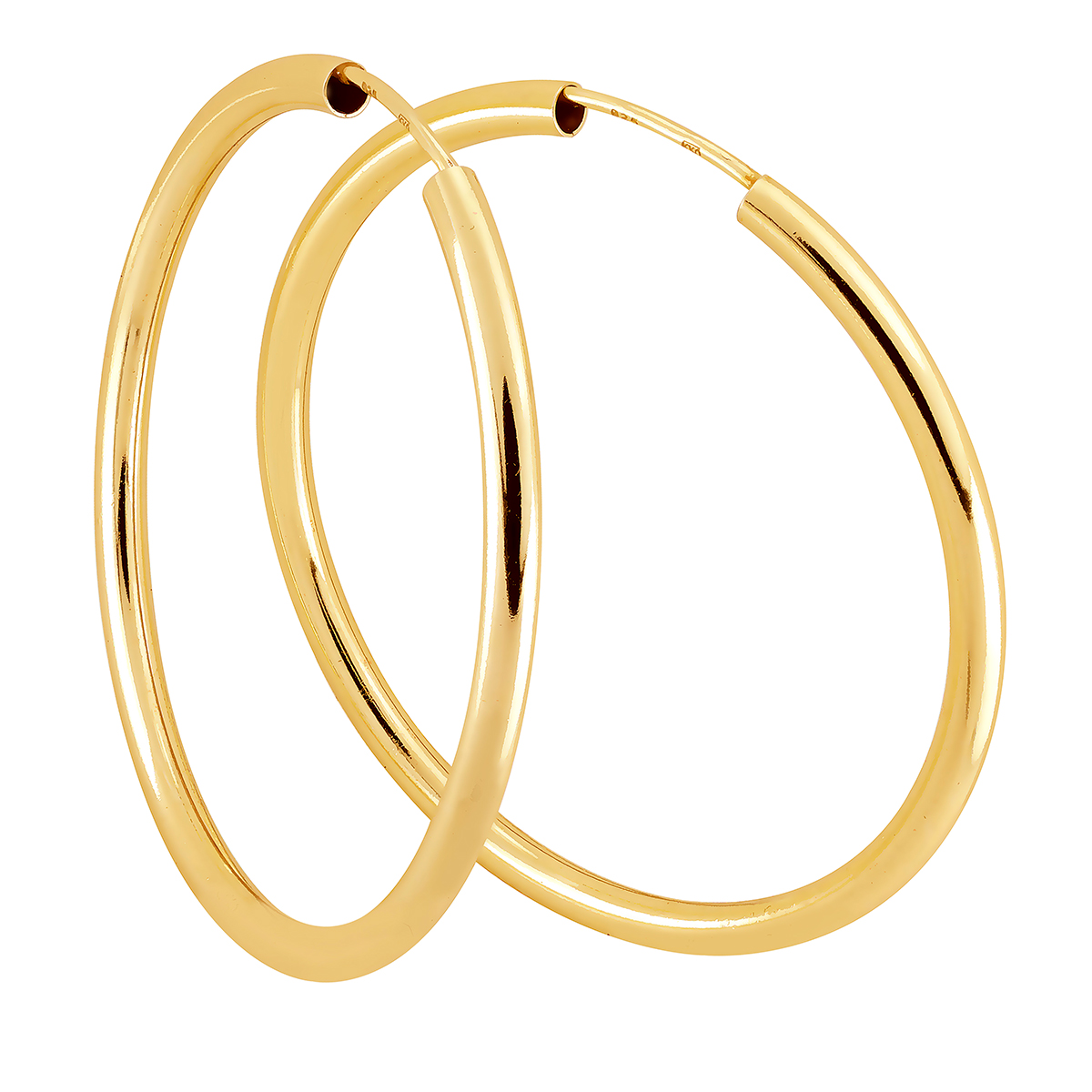 Lykka Casuals silver hoop earrings goldplated 3 x 50 mm 