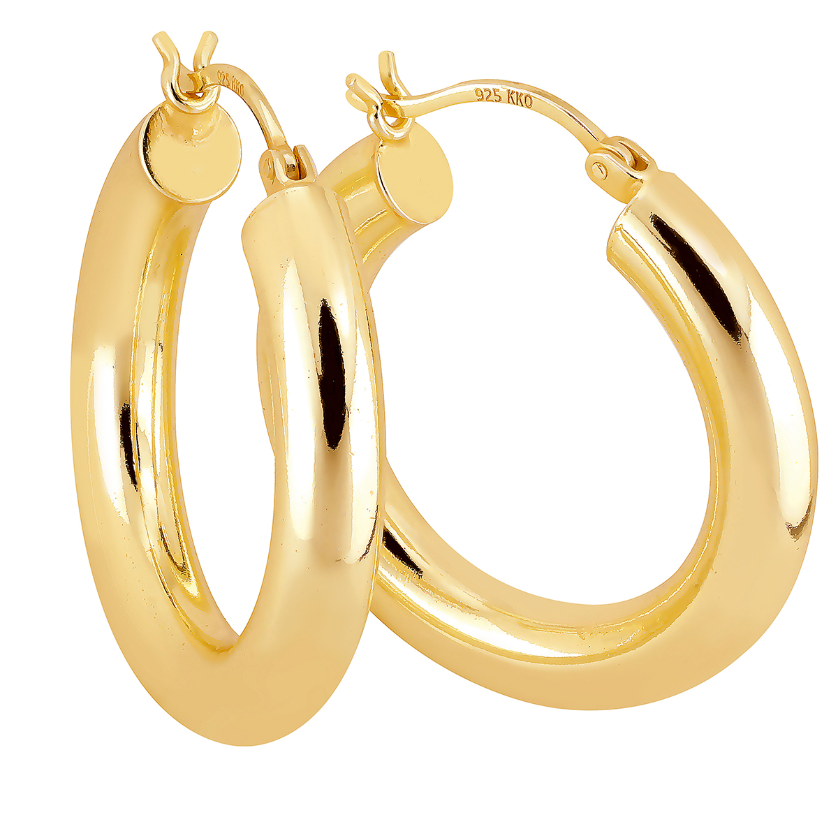 Lykka Casuals silver hoop earrings goldplated 5 x 30 mm 