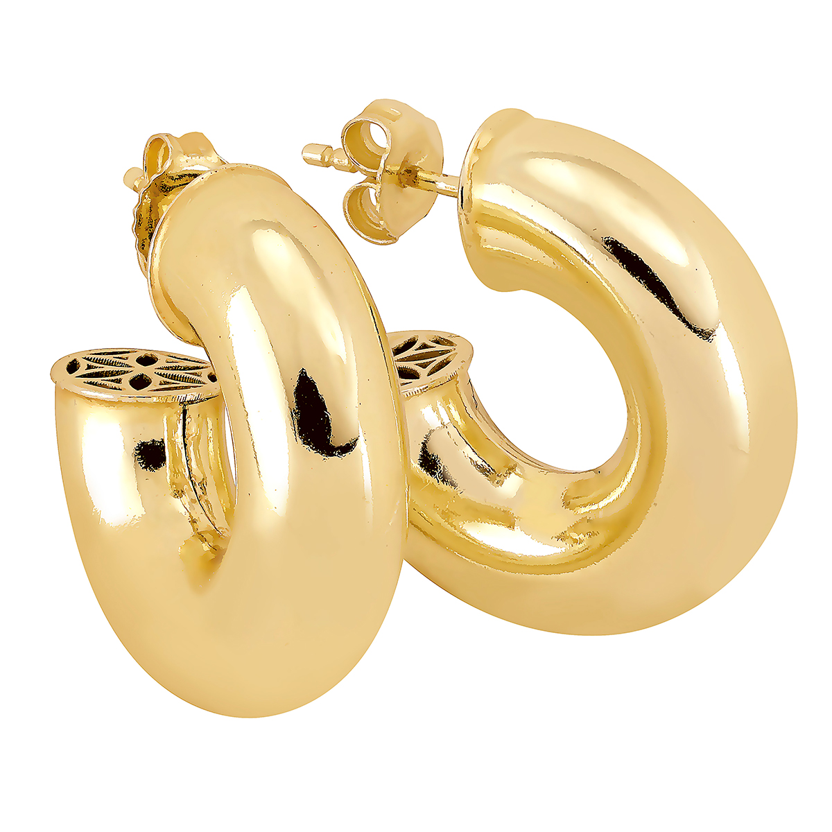 Lykka Casuals silver earrings goldplated 8 x 25 mm 