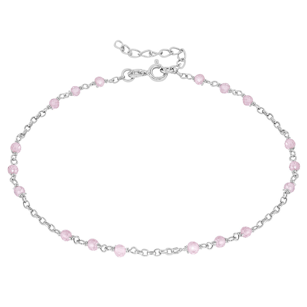 Lykka Casuals pink silver anklet 
