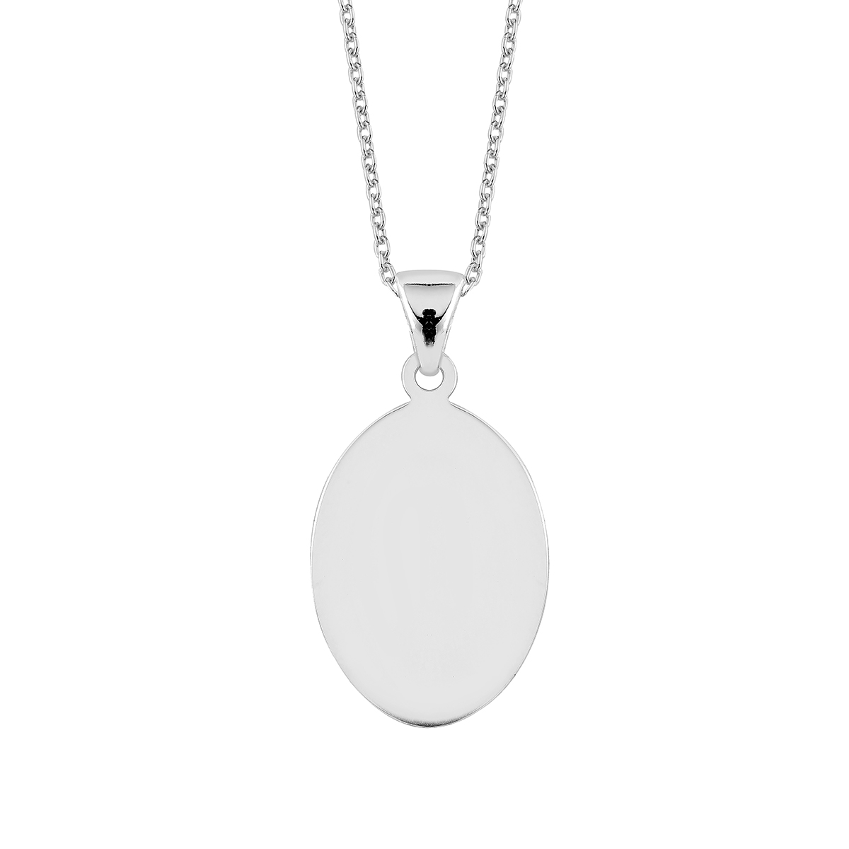 Lykka Casuals engravable oval silver plate necklace 