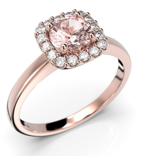 Festive Jemina morganite halo-diamond ring 634-066M-PK