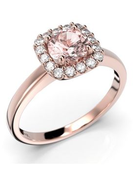 Festive Jemina morganite halo-diamond ring 634-066M-PK