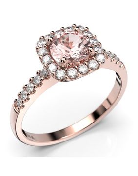 Festive Jemina morganite halo-diamond ring 635-076M-PK