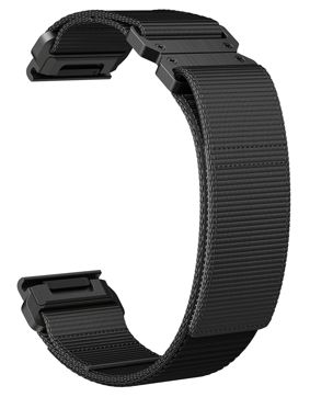 Tiera Garmin Fenix black nylon strap 26 mm med steel buckle och quick release