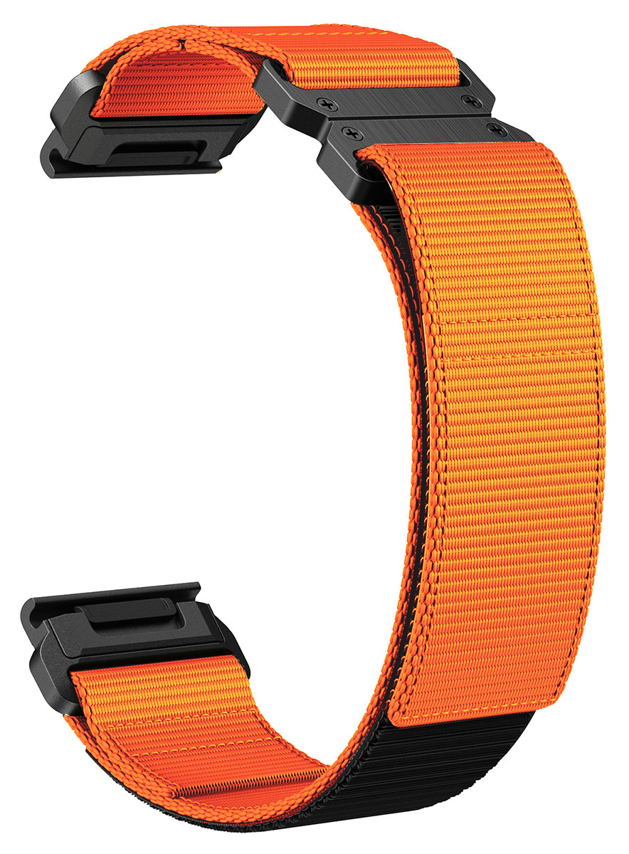 Tiera Garmin Fenix orange nylon strap 26 mm med steel buckle och quick release