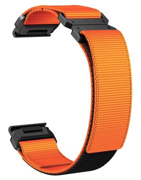 Tiera Garmin Fenix orange nylon strap 26 mm med steel buckle och quick release