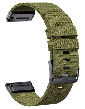 Tiera Garmin Fenix green nylon strap 22 mm quick release