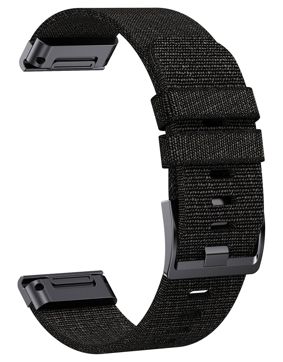 Tiera Garmin Fenix black nylon strap 22 mm quick release
