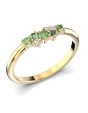 Festive Nadja Green cluster yellow gold gemstone diamond ring 650-018G-KK
