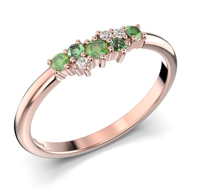 Festive Nadja Green cluster rose gold gemstone diamond ring 650-018G-PK