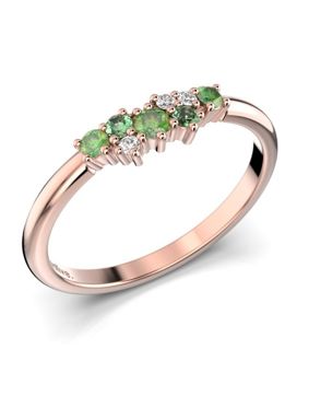 Festive Nadja Green cluster rose gold gemstone diamond ring 650-018G-PK