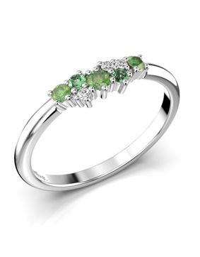 Festive Nadja Green cluster white gold gemstone diamond ring 650-018G-VK