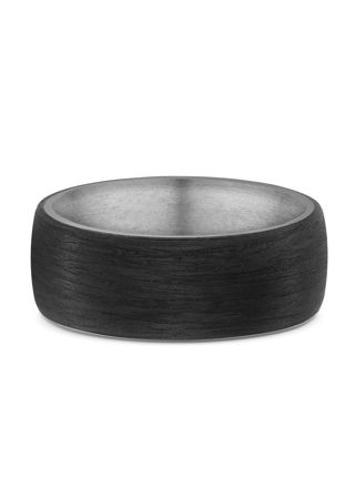 Lykka Strong two-tone titanium ring black silver d-shape 7 mm