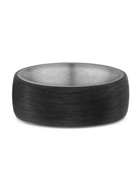 Lykka Strong two-tone titanium ring black silver d-shape 5 mm