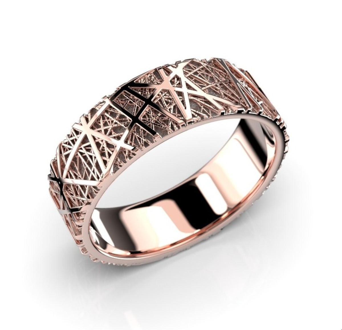 Festive Routa rose gold ring 6,5 mm with black rhonium 662-000-PM