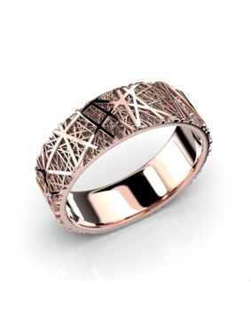 Festive Routa rose gold ring 6,5 mm with black rhonium 662-000-PM