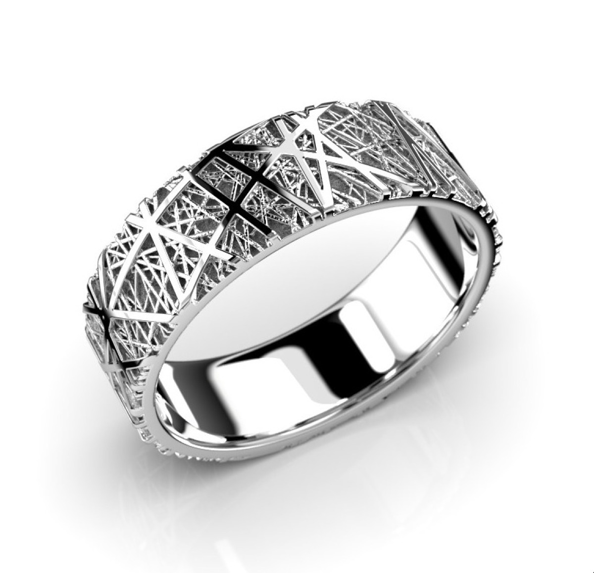 Festive Routa white gold ring 6,5 mm with black rhonium 662-000-VM