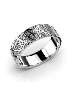 Festive Routa white gold ring 6,5 mm with black rhonium 662-000-VM