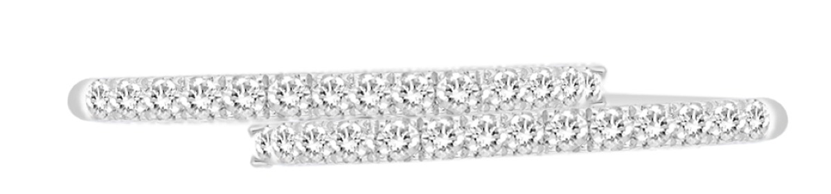 Bypass white gold eternity diamond ring 0,15 ct