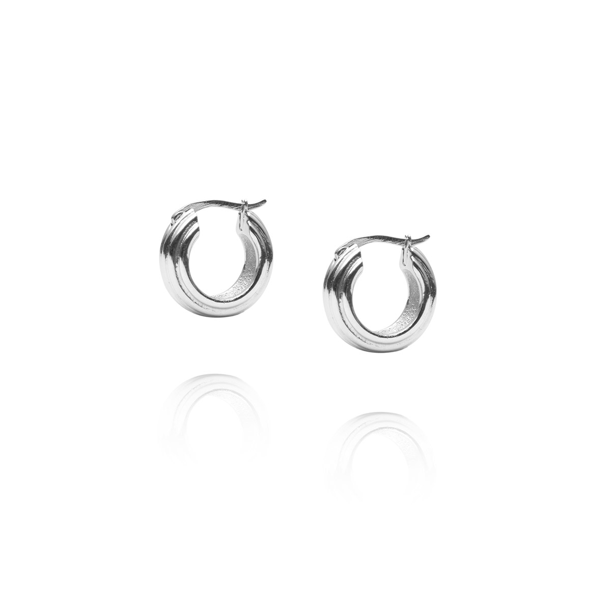 Mockberg Edge Ribbed Small Silver Hoops MB0666