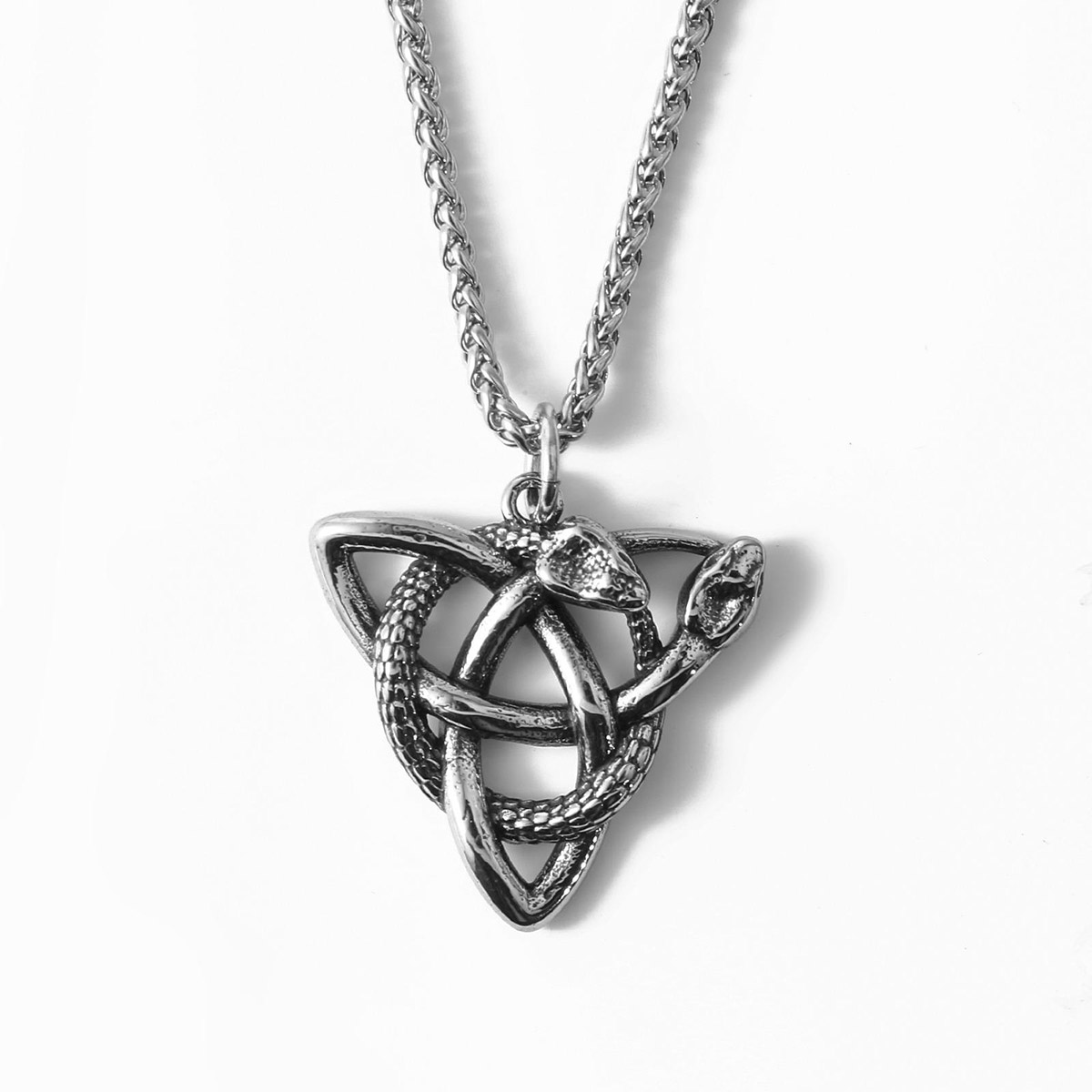 Lykka Viking Triquetra snake steel necklace 60cm