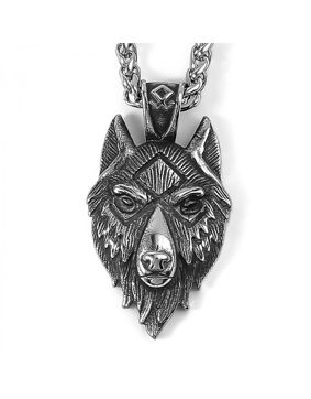 Lykka Viking Wolf steel necklace 60cm