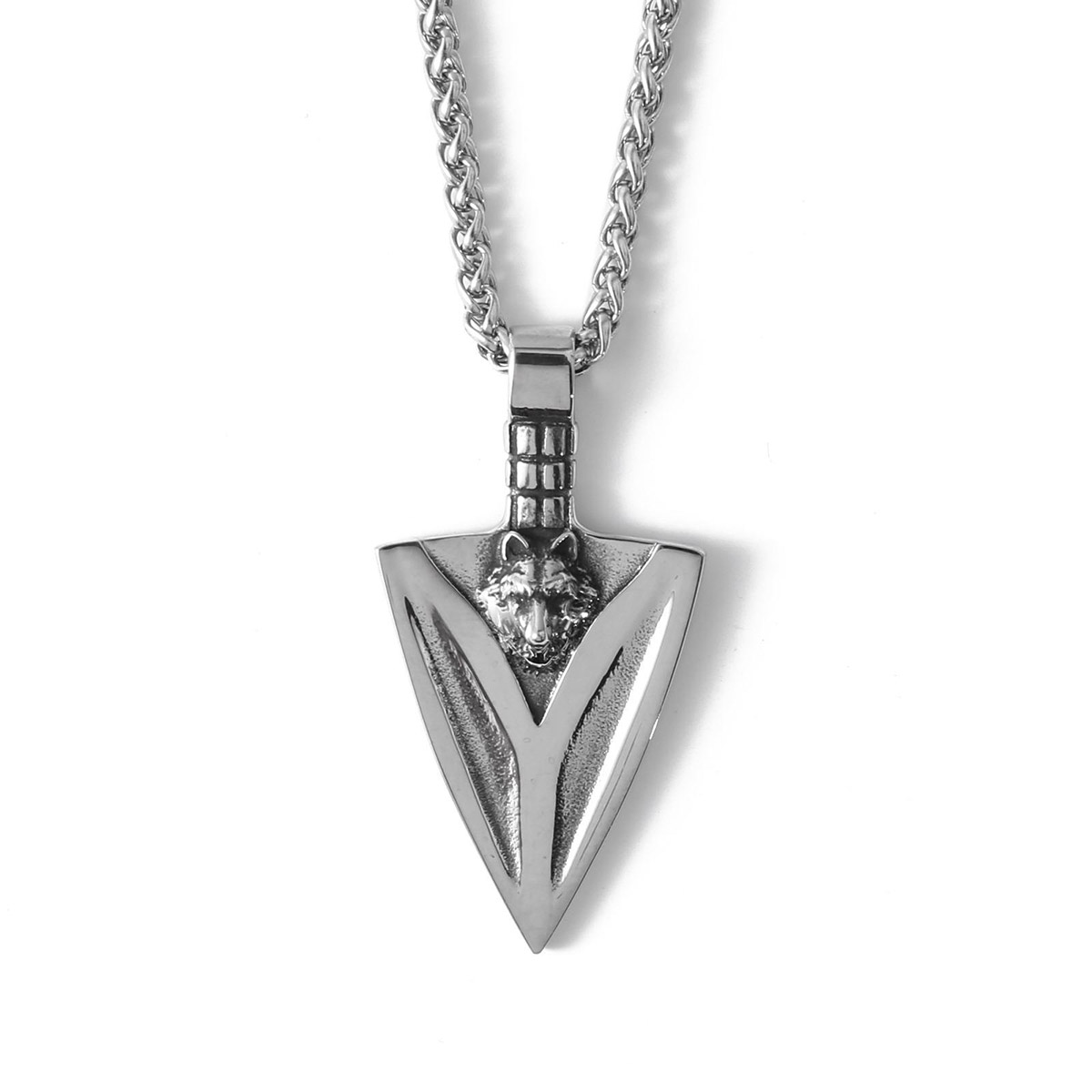 Lykka Viking Gungnir Wolf steel necklace 60cm