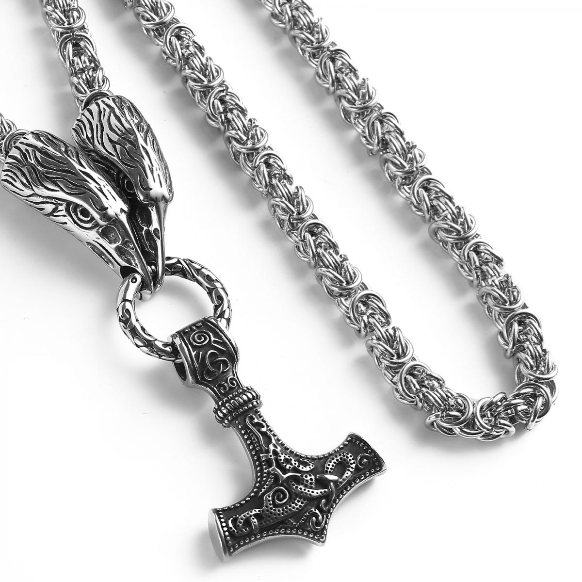 Lykka Viking Thor's hammer Mjölnir steel necklace 60cm