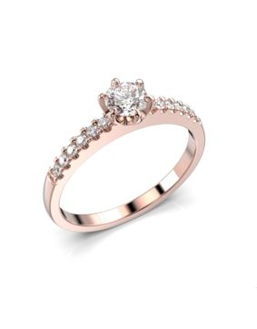 Festive Julianna crown 0,42 ct side-stone ring with diamonds rose gold 682-042-PK