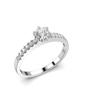 Festive Julianna crown 0,42 ct side-stone ring with diamonds white gold 682-042-VK