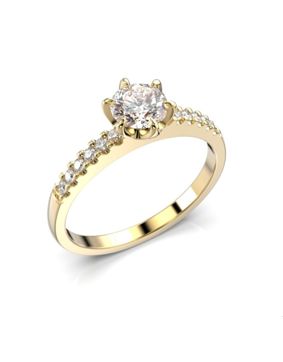 Festive Julianna crown diamond side-stone ring 0,62 ct yellow gold 682-062-KK