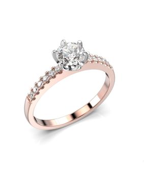 Festive Julianna crown diamond side-stone ring 0,62 ct rose and white gold 682-062-PV