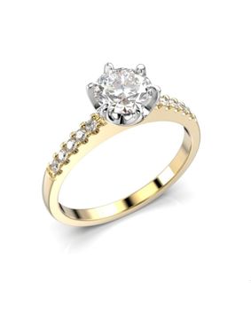 Festive diamond ring Julianna side-stone 0,80 ct yellow and white gold 682-080-KV