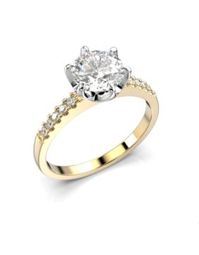 Festive Julianna side-stone diamond ring 1,10 ct crown yellow and white gold 682-110-KV